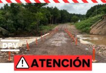 Tránsito cortado sobre el puente del arroyo Tabay en la Ruta Provincial Nº 7