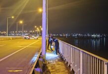 Ciclista terminó herida tras un siniestro vial en la vereda peatonal del puente El Zaimán