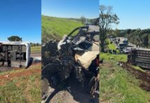 Un muerto y más de 40 heridos tras el choque frontal y vuelco de un colectivo en Brasil