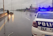 Un automovilista despistó tras atravesar un charco de agua en Garupá